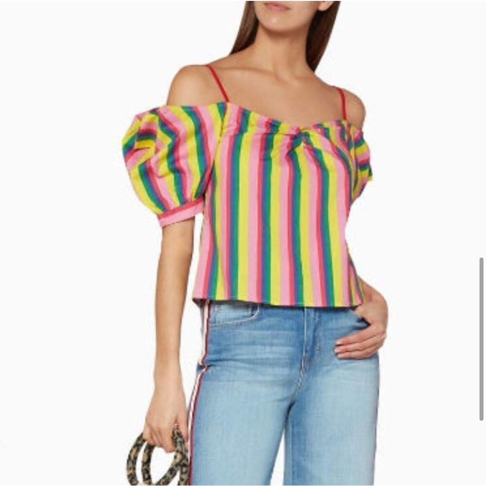 STAUD Striped Off-Shoulder Top
